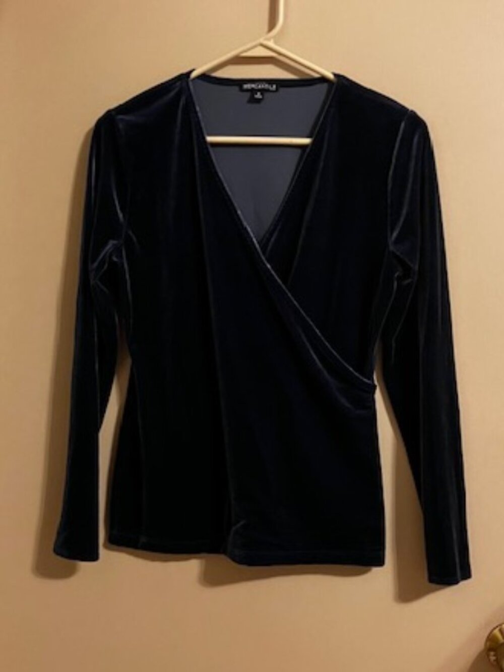 J. Crew Deep Blue Velvet Surplice Top